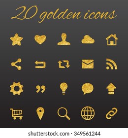 Vector Icons Set Shiny Golden Shimmer Stock Vector (Royalty Free ...