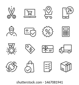 Vector icons set of shopping.