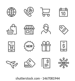 Vector icons set of shopping.