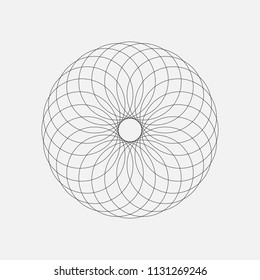 Vector icons set with simple geometric shapes transformations. Spirograph style decorative design elements isolated on white background eps