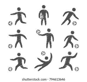 Vector Icons Set Soccer Players Isolated Stock Vector (Royalty Free ...