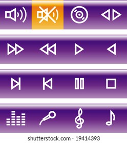 Vector Icons Set - Sound - Purple