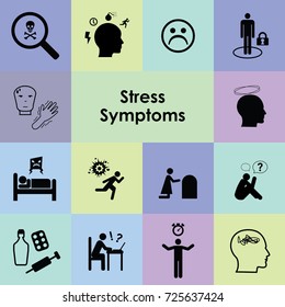 vector icons set for stress causes and symptoms