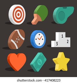 vector icons set  style isometric sports