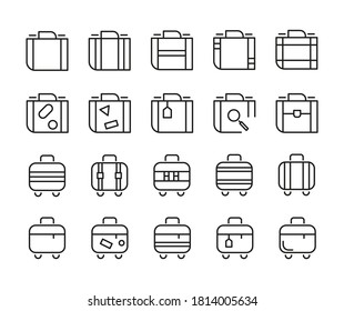 Vector Icons Set Suitcases Bags Briefcases Illustration High Quality