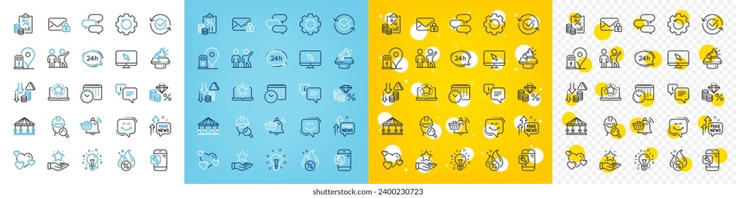 Vector icons set of Tax document, Teamwork and Notification cart line icons pack for web with Inspect, 24h service, Hot loan outline icon. Calendar time, Loyalty program, Deflation pictogram. Vector