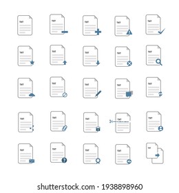 vector icons set text document in white paper more action 