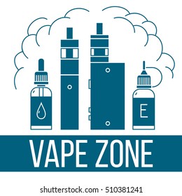 Vector icons set with text "vape zone". Vape icons set Isolated on white background