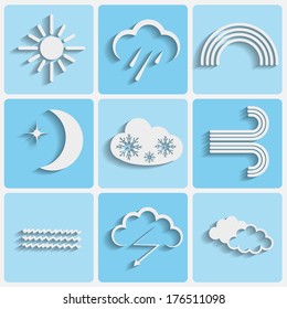Vector icons set theme weather  - with shadow