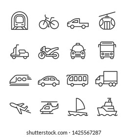 Conjunto de iconos vectoriales de transporte