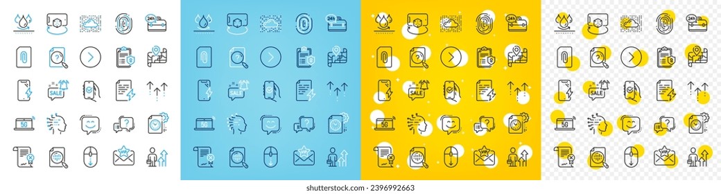 Iconos vectoriales de correo Vip, Smile face e iconos de línea de inteligencia artificial para web con servicio 24h, sistema de nube, icono de esquema de documento de búsqueda. Apéndice, Suba. Vector