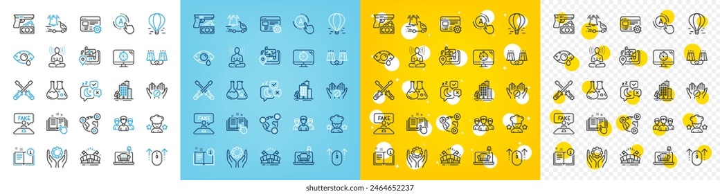 Vector icons set of Web settings, Chemistry lab and Best chef line icons pack for web with Swipe up, Conjunctivitis eye, Screwdriverl outline icon. Ab testing, Buildings. Vector