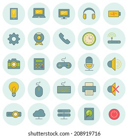 Vector icons set. For web site design and mobile apps. 