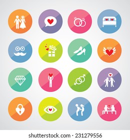 vector icons set for wedding  