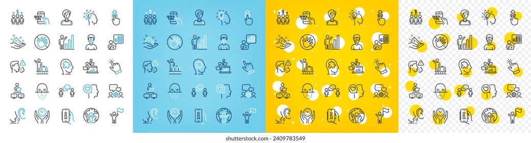 Vector icons set of Whisper, Luggage belt and Engineering team line icons pack for web with Work home, Businesswoman person, Cough outline icon. Mental conundrum, Romantic talk. Vector