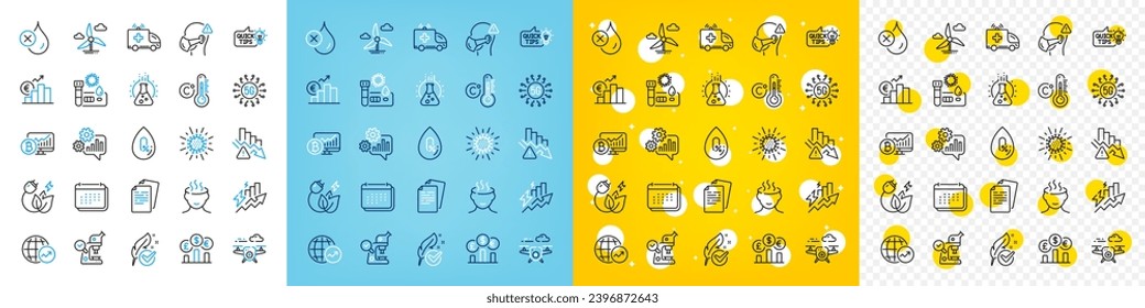 Vector icons set of World statistics, No waterproof and Hypoallergenic tested line icons pack for web with Medical mask, Windmill turbine, Ambulance car outline icon. Chemistry lab. Vector