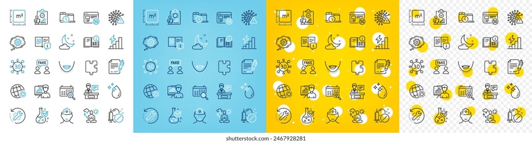 Vector icons set of Yoga, Brain working and Presentation board line icons pack for web with Signing document, Recovery tool, Exhibitors outline icon. 5g internet, Fake information. Vector