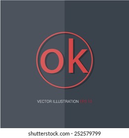 Vector icons with shadow on gray background "ok"