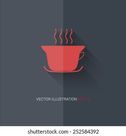 Vector icons with shadow on gray background ''coffee"