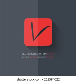 Vector icons with shadow on gray background ''checkmark"