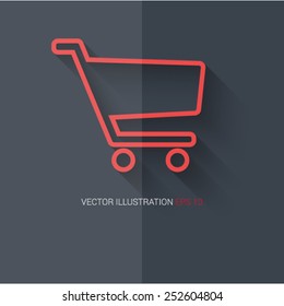 Vector icons with shadow on gray background ''cart"