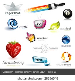 vector icons: shiny and 3d - set 3 Please visit my portfolio for similar images!