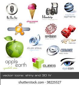 vector icons: shiny and 3d - set 4