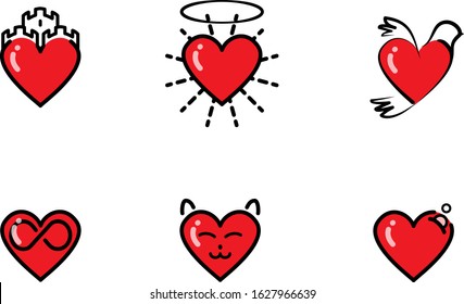 Vector icons sign love feeling heart and for Happy Valentine's Day. Symbol Isolated on white background