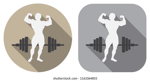 Vector Icons. Sign of the strong man. Badge in a flat design. For the web concept and mobile devices.