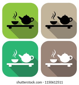Vector Icons. Sign of the tea ceremony. Badge in a flat design. For the web concept and mobile devices.