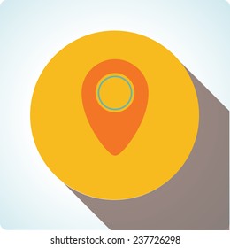 Vector icons "sim card" on the topic office, on an orange circle with shardow