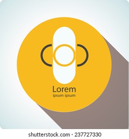 Vector icons "sim card" on the topic office, on an orange circle with shadow