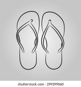 Vector icons with a simplified schematic image of beach sandals