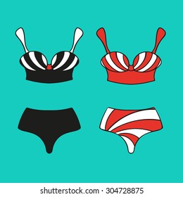 vector icons with a sketch of women's bikini