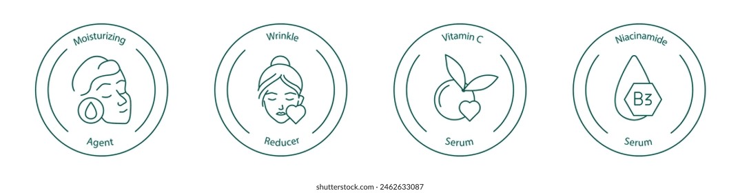 Vector Icons for Skin Moisturizing and Anti-Aging Treatments