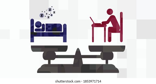 vector icons of sleep and active person with beam scale for life work balance and biorhythms visuals