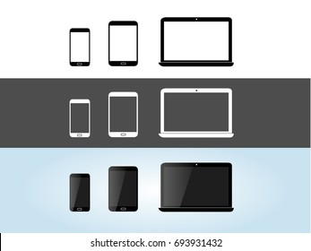 vector icons of smart phone, tablet and laptop