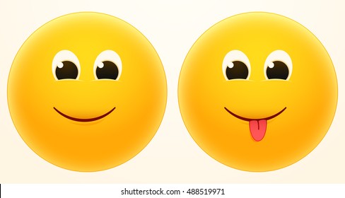 Vector icons of smile and tongue faces
