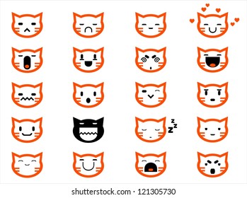 Vector icons of smiley cat faces