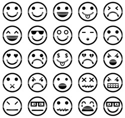Vector icons of smiley faces