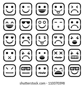 Vector icons of smiley faces