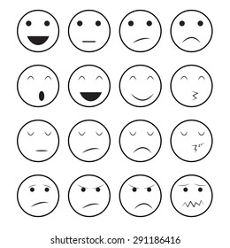 Vector icons of smiley faces