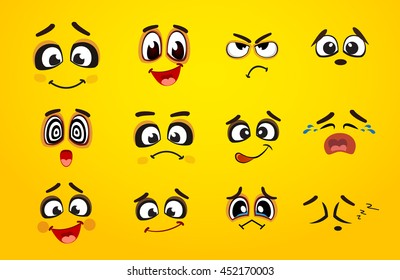 Vector icons of smiley faces