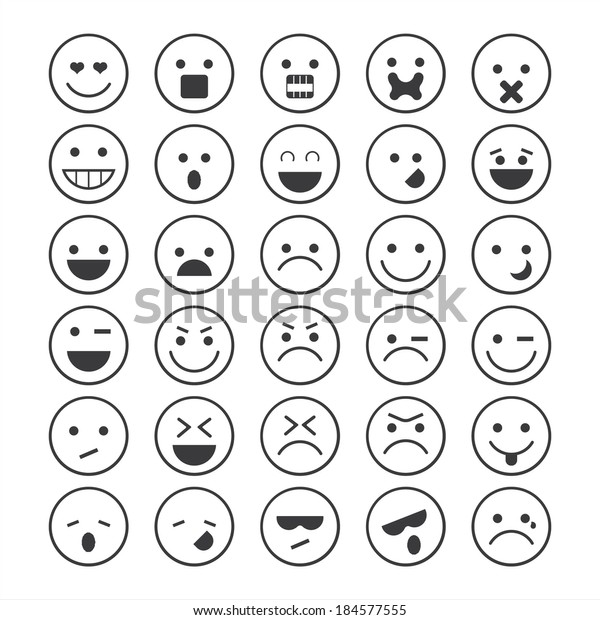 Vector icons of smiley faces 