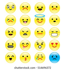 Vector icons of smiley faces emotion Cartoon