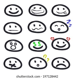 Vector icons of smiley faces. Set of different emotions.