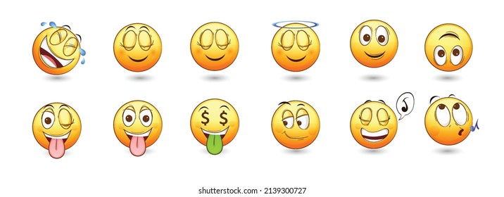 Vector icons of smiley faces, Set of Emoji icons