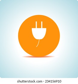 Vector icons "socket" on the topic office, on an orange circle