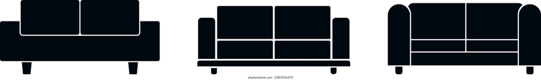 Vector icons sofa collection isolated on white background. Sofa with lines for web and mobile app Eps 10.