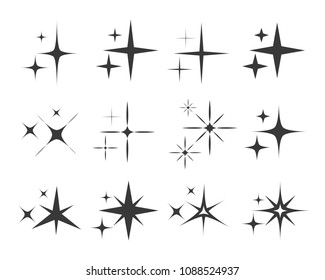 Vector icons sparkles symbol collection on white background 